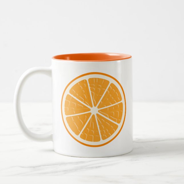 Orange Stylized Fruit Slice Zweifarbige Tasse (Links)
