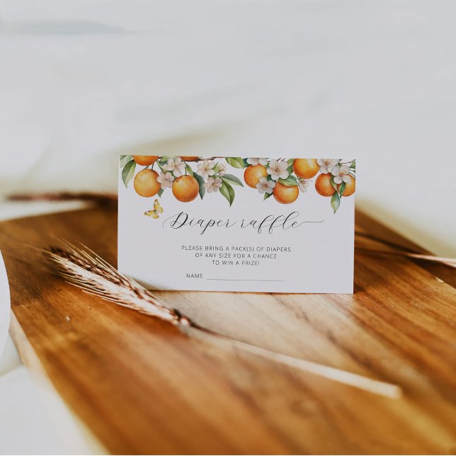Orange Summer Diaper Raffle Ticket Baby Dusche Begleitkarte (Von Creator hochgeladen)