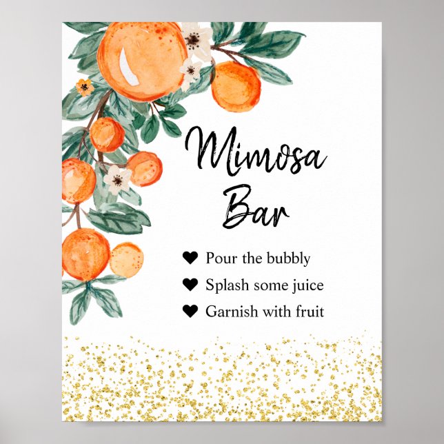 Orange Summer Mimosa Bar Sign Poster (Vorne)