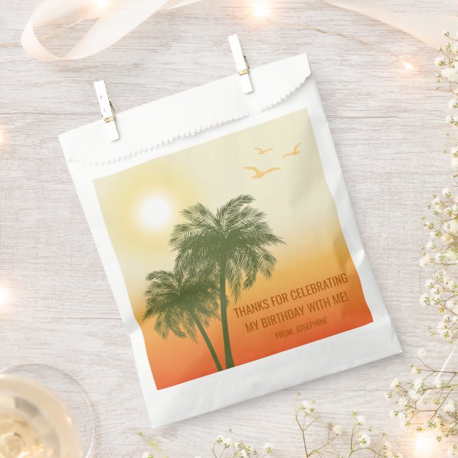 Orange Summer Sunset Palm Trees Birthday Thank You Geschenktütchen (Ausgeschnitten)