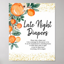 Orange Summer Watercolor Spate Night Diapers Poster