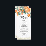 Orange Summer Wedding Menu Card Menükarte<br><div class="desc">Winterflorale Hochzeitkarte</div>