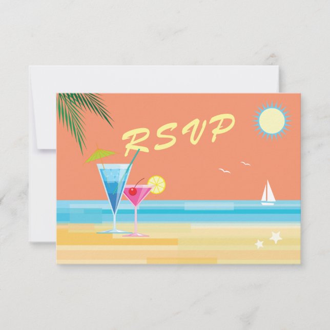 Orange Summer Wedding RSVP (Vorderseite)