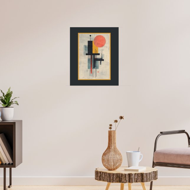 Orange Sun Modern Mid Century Art Poster  (Wohnzimmer 3)