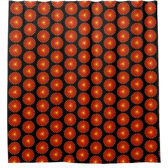 Orange Sunburst Beach House Fraktal Art Pattern Duschvorhang (Vorderseite)