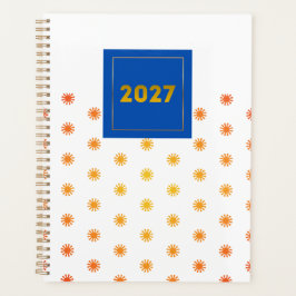 Orange Sunburst Dot 2027 Planer Navy Etikett