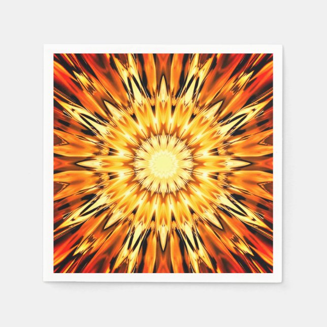 Orange Sunburst Paper Napkin Serviette (Vorderseite)