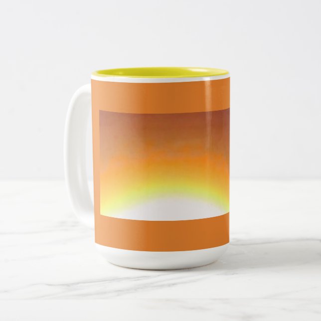 Orange Sunburst Zweifarbige Tasse (Vorderseite Links)