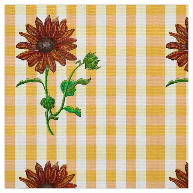 Orange Sunflower Glo Fabric Stoff (Muster)