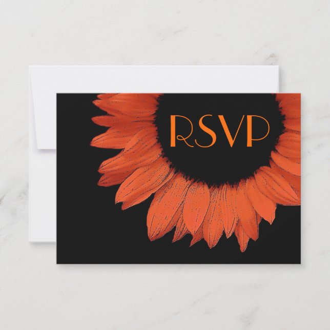 Orange Sunflower UAWG Wedding Response RSVP Karte (Vorderseite)