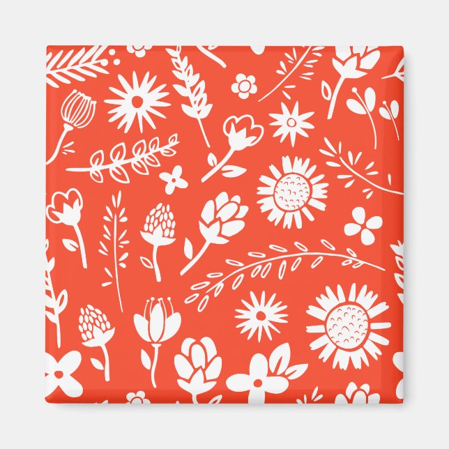 Orange Sunny Summer Blooming Blume Magnet (Vorne)