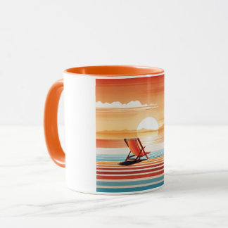 Orange Sunset Beach Mug - Vibrant Coastal Design Tasse
