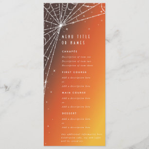 Orange Sunset Diamond Spider Web Flat 4 Course Menükarte