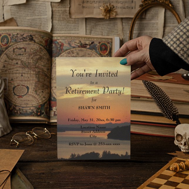 Orange Sunset Retirement Party Einladung (In Situ)