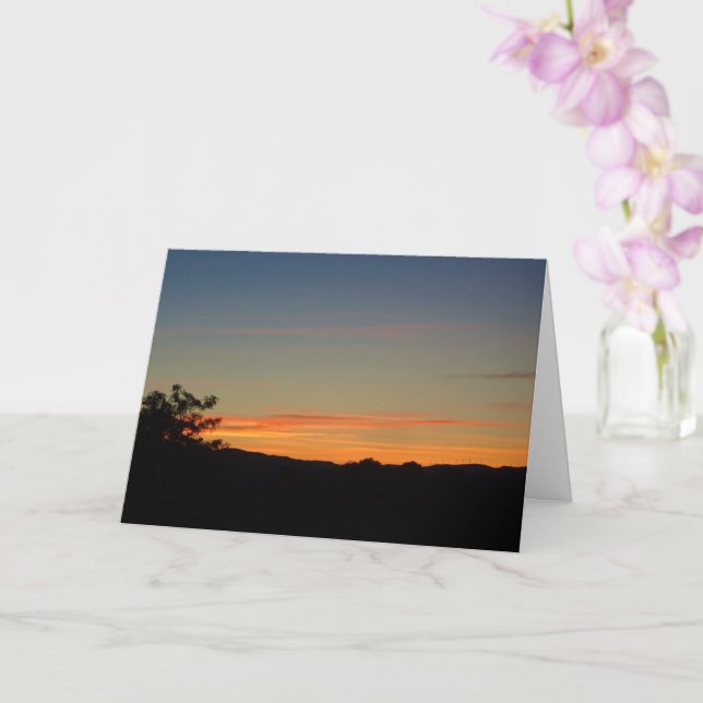 Orange Sunset Silhouette Landscape Card Karte (Orchidee)