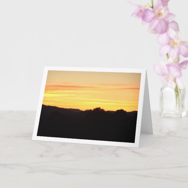 Orange Sunset Silhouette Landschaft Karte (Orchidee)