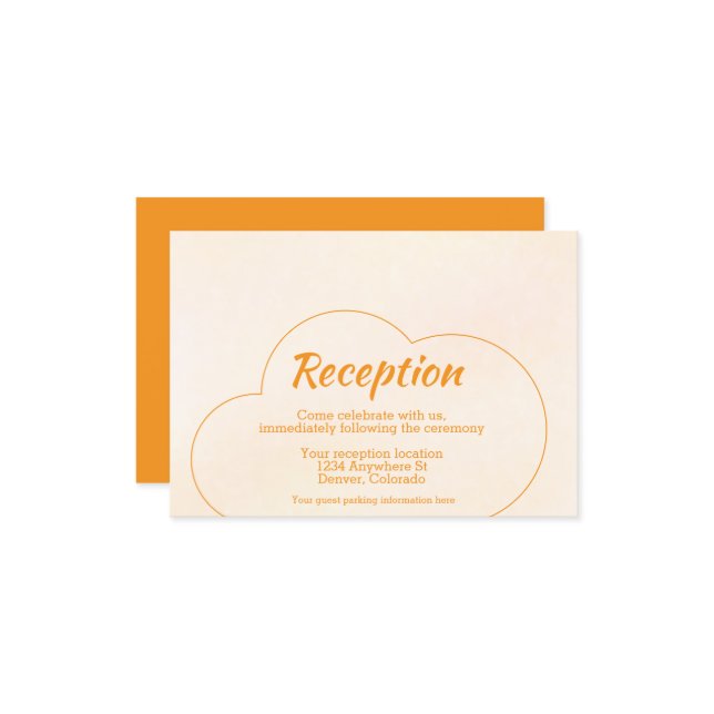 Orange Sunset Wedding Reception Begleitkarte (Vorderseite/Rückseite Beispiel)