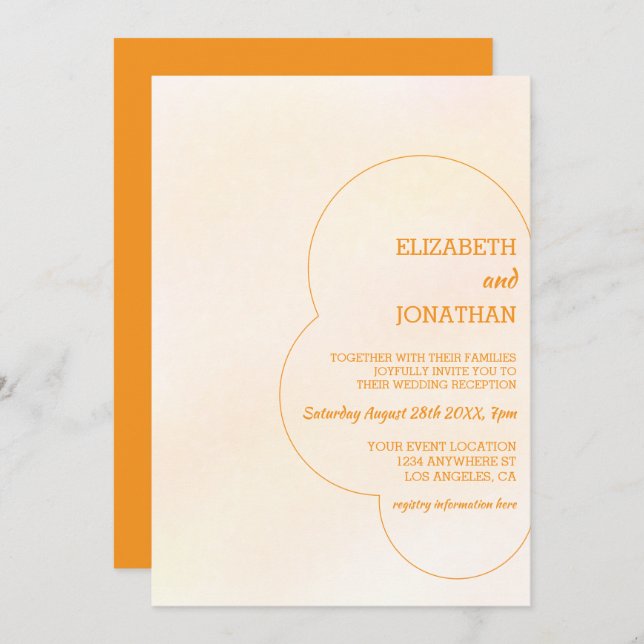 Orange Sunset Wedding Reception Einladung (Vorne/Hinten)