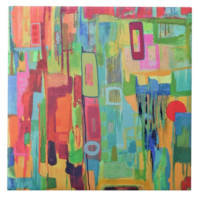 Orange Sunshine 6 x 6 Keramiken Tile Fliese (Vorderseite)