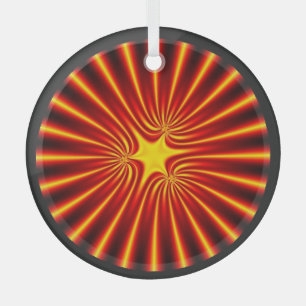 Orange Sunshine Starburst Fraktal Mandala Ornament Aus Glas