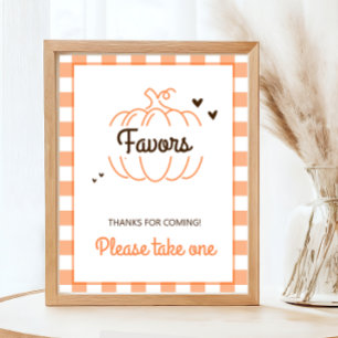 Orange Süße Kleine Kürbis-Baby-Shower-Geschenk-Sch Poster