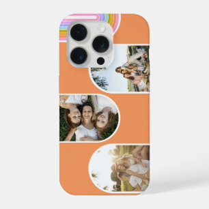 Orange Süße Moderne 3-Foto-Layout-Benutzerdefinier iPhone 15 Pro Hülle