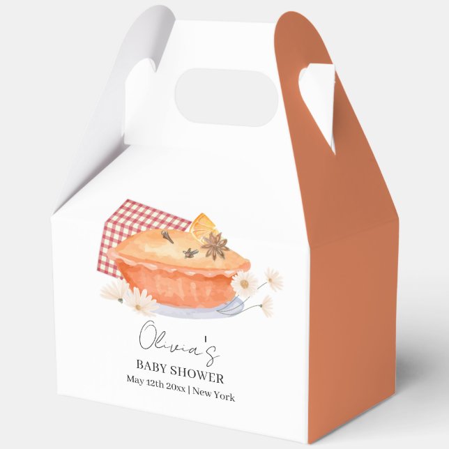Orange Süsse Pie Blume Fall Baby Dusche Geschenkschachtel (Vorderseite)