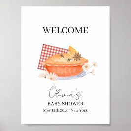 Orange Süsse Pie Blume Fall Baby Dusche Willkommen Poster