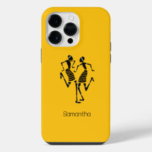 Orange, süße Silhouette Glückliche Tänzer iPhone 14 Pro Max Hülle