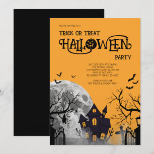 Orange Süßes-oder-Saures-Halloween-Kostüm-Party Einladung