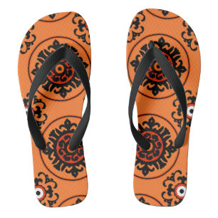 Orange Suzani Muster Flip Flops