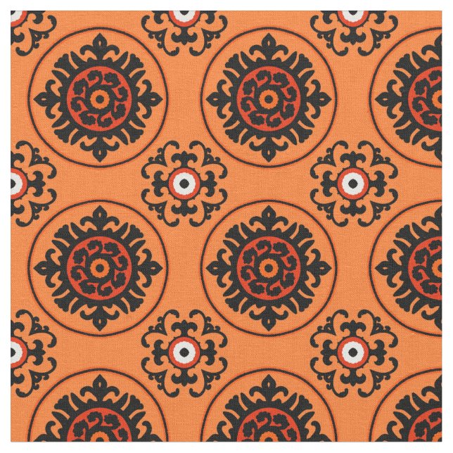 Orange Suzani Muster Stoff (Nahaufnahme)