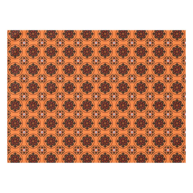 Orange Suzani Muster Tischdecke (Vorderseite (Horizontal))