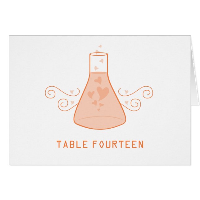 Orange Sweet Chemistry Tischnummer Card (Vorderseite (Horizontal))