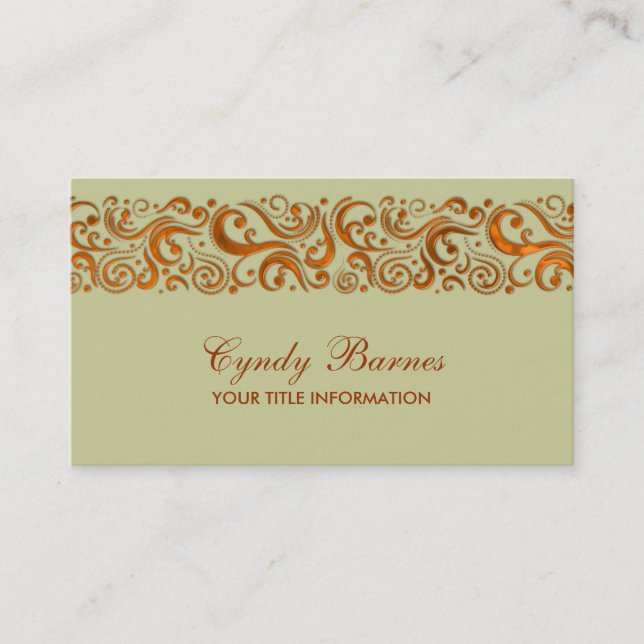 Orange Swirlie Border für jede Farbe Visitenkarte (Vorderseite)