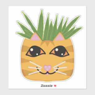 Orange Tabby Cat Aloe Pflanze Planter Sticker