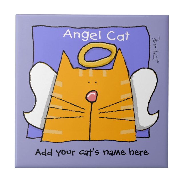 Orange Tabby Cat Angel Personalize Fliese (Vorderseite)