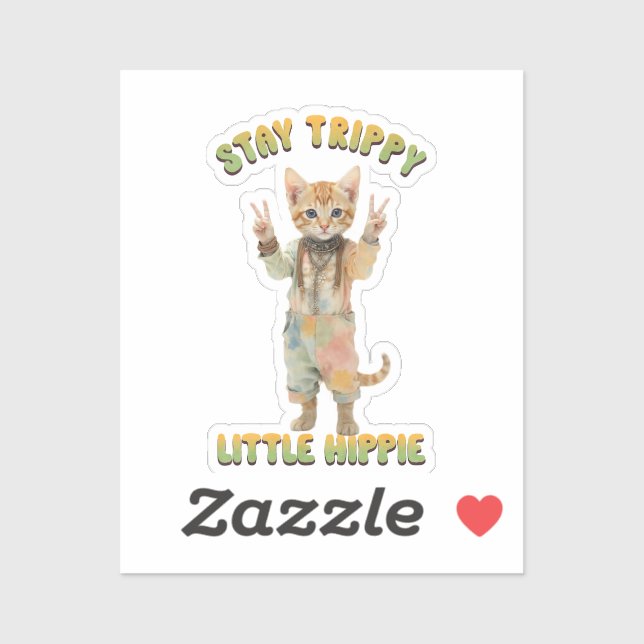 Orange Tabby Cat Boho Stay Trippy Little Hippie  Aufkleber (Blatt)