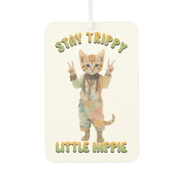 Orange Tabby Cat Boho Stay Trippy Little Hippie  Autolufterfrischer (Vorderseite)