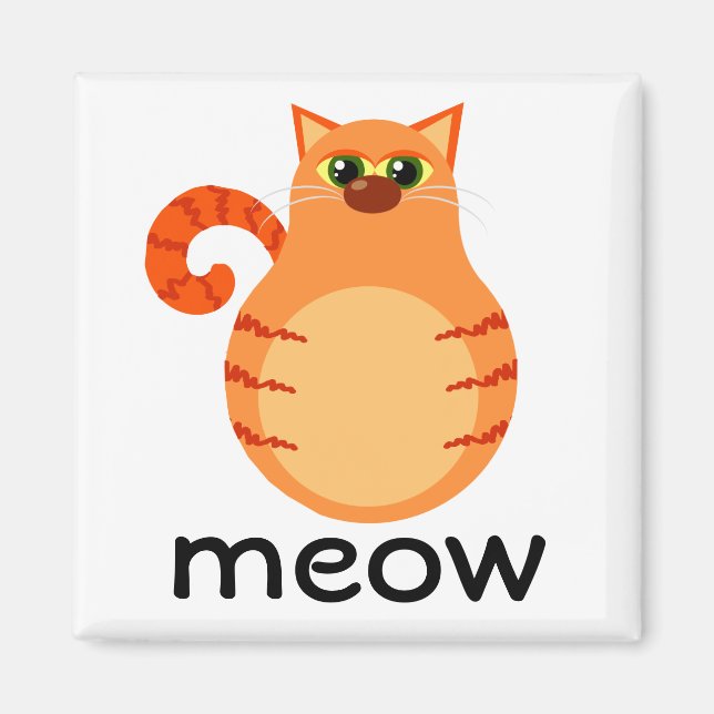 Orange Tabby Cat Cartoon Meow Magnet (Vorne)