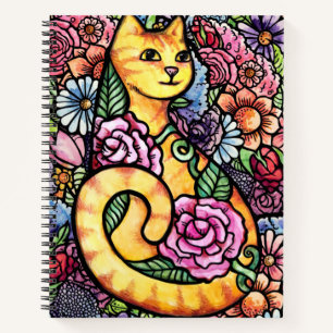 Orange Tabby Cat Flower Garden Notizbuch