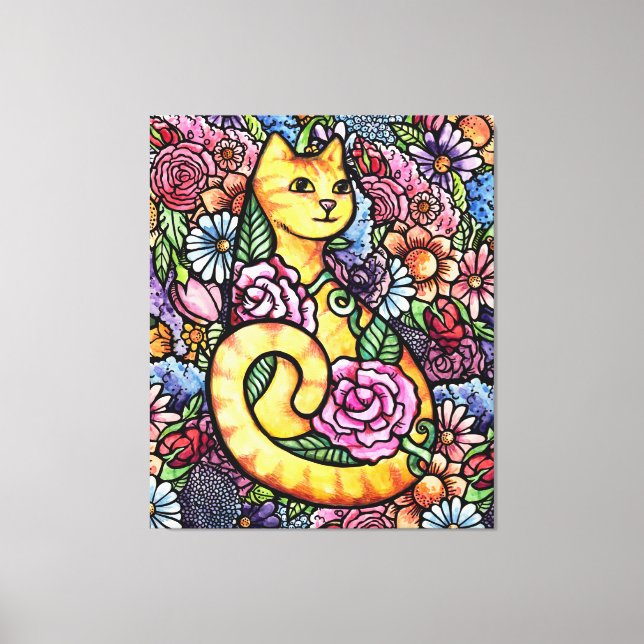 Orange Tabby Cat Garden Leinwanddruck (Vorderseite)