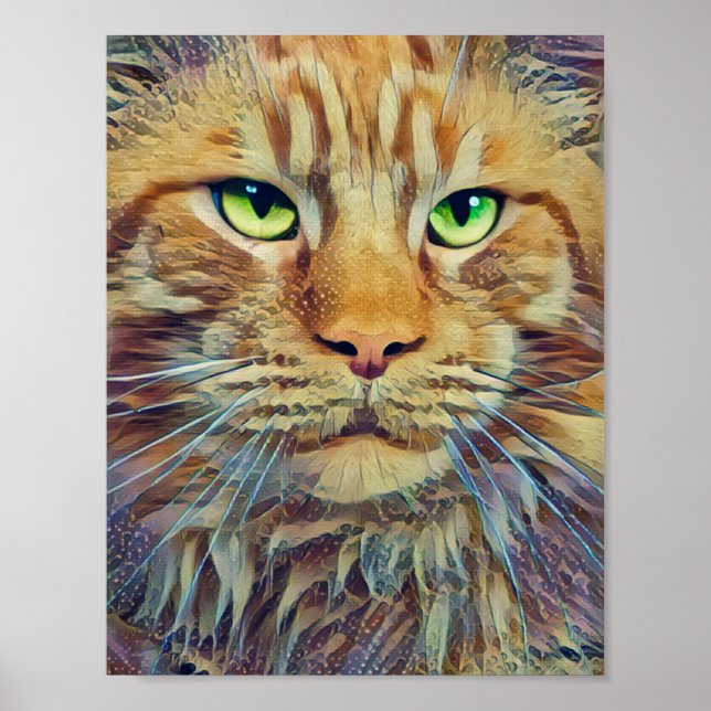 Orange Tabby Cat-Green Eyes Poster (Vorne)