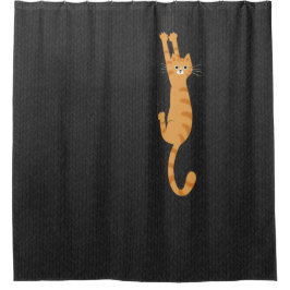  Orange Tabby Cat Hanging On | Funny Striped Cat Duschvorhang