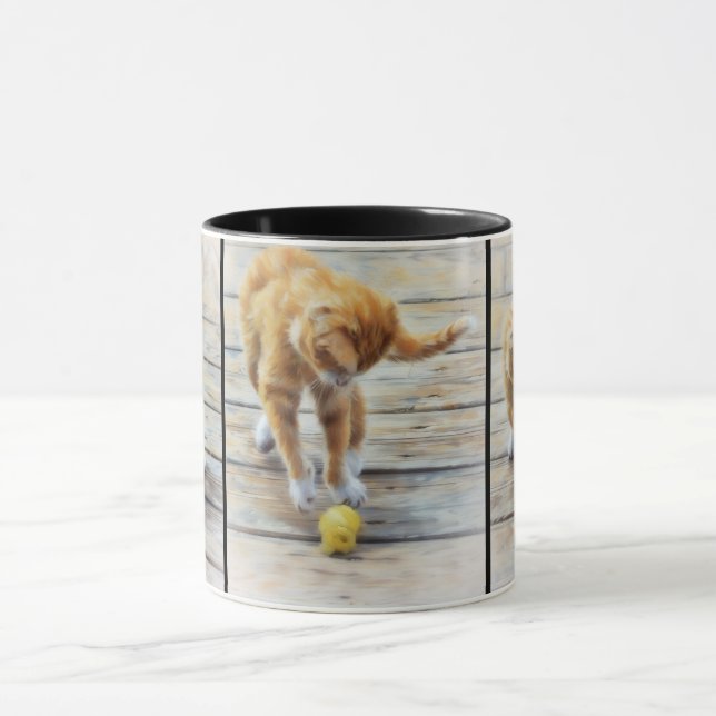 Orange Tabby Cat Kitten Playful Pics Tasse (Zentrum)