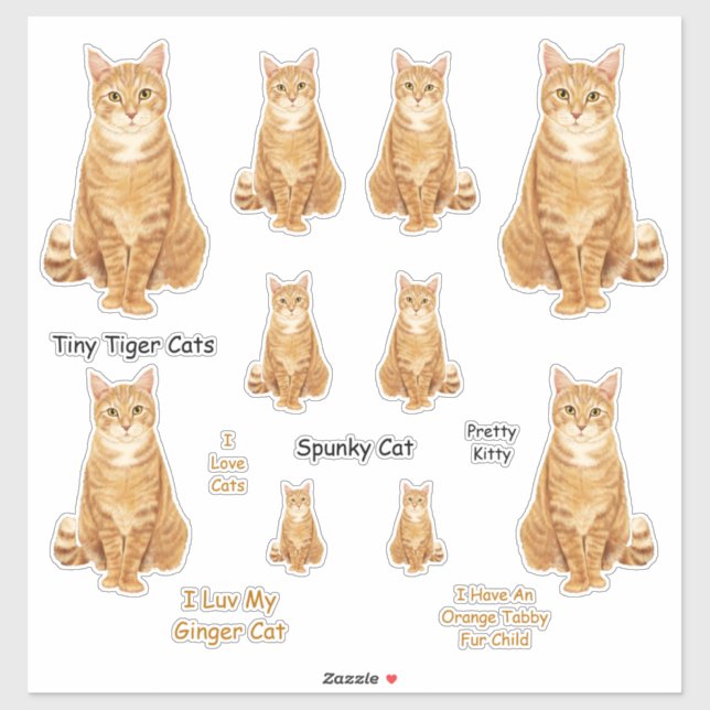 Orange Tabby Cat Lg Sticker Set (Blatt)