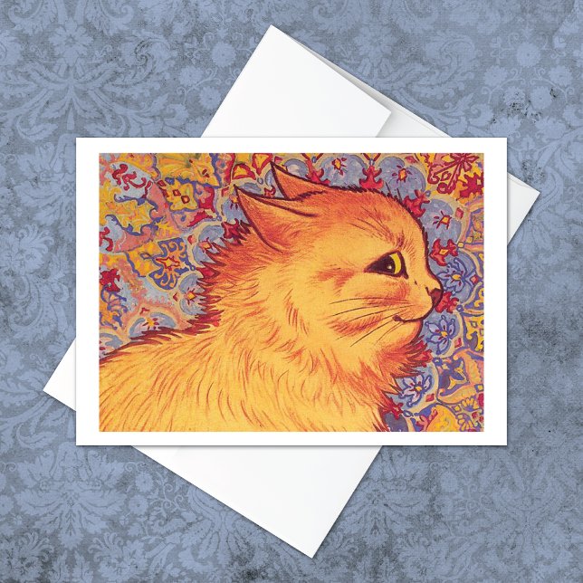 Orange Tabby Cat Louis Wain Note Card (Von Creator hochgeladen)