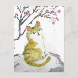 Orange Tabby Cat Nah Up Postkarte