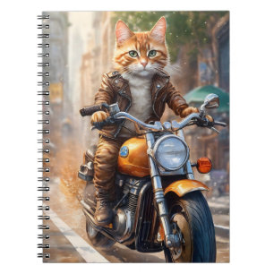 Orange Tabby Cat Out für einen Motorradfahrer Notizblock