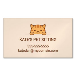 Orange Tabby Cat Peeking Pet Sitting Service Magnetische Visitenkarte